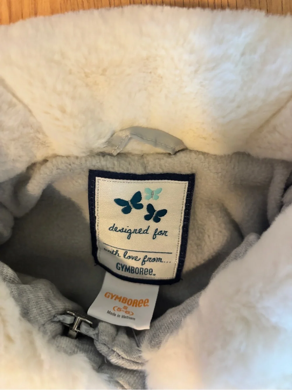 Gymboree Gray Pea Coat with white Faux Fur Collar